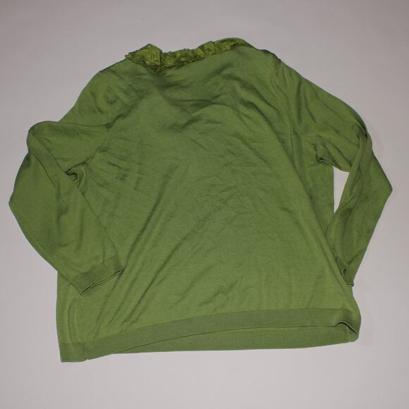 Talbots Women's Green Light Knit Sweater With Ruffled Neckline Size 3XP - Picture 2 of 5